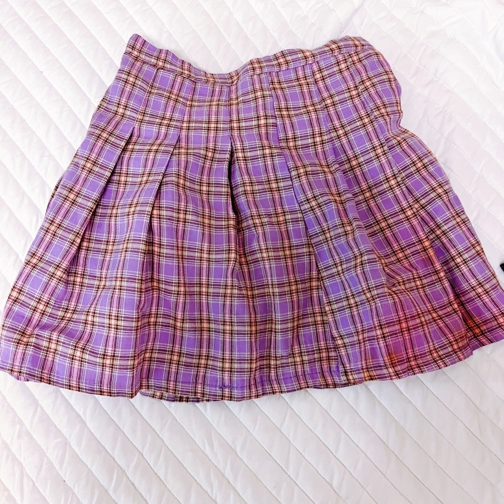 Purple plaid mini skirt